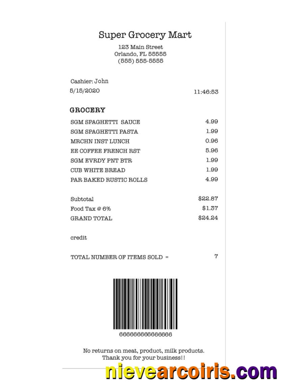 SUPER GROCERY MART payment check